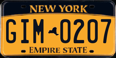 NY license plate GIM0207