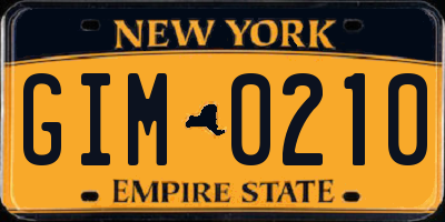 NY license plate GIM0210
