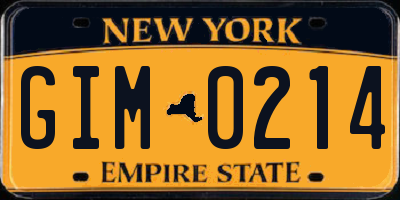 NY license plate GIM0214