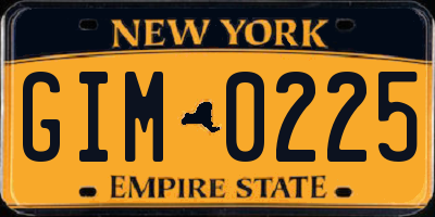 NY license plate GIM0225