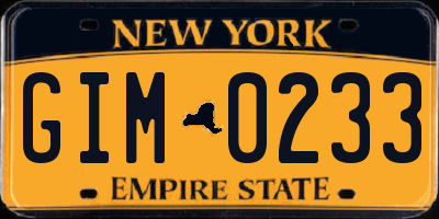 NY license plate GIM0233