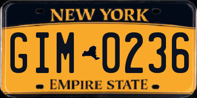 NY license plate GIM0236