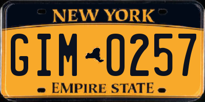 NY license plate GIM0257