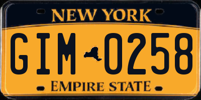 NY license plate GIM0258