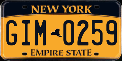 NY license plate GIM0259