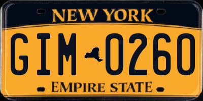 NY license plate GIM0260