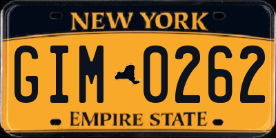 NY license plate GIM0262