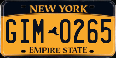 NY license plate GIM0265