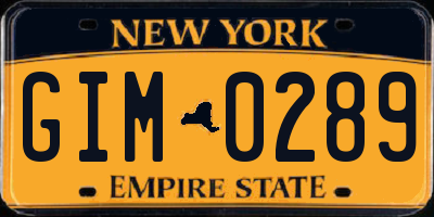 NY license plate GIM0289