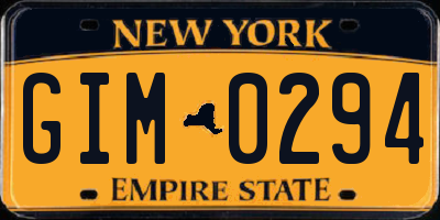 NY license plate GIM0294