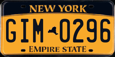 NY license plate GIM0296