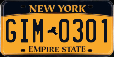 NY license plate GIM0301