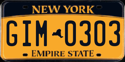 NY license plate GIM0303