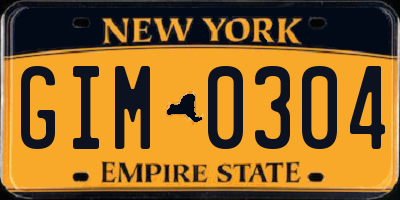 NY license plate GIM0304