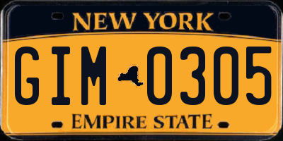 NY license plate GIM0305