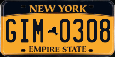 NY license plate GIM0308