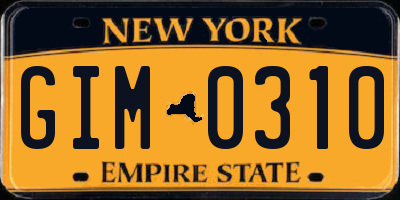 NY license plate GIM0310