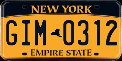 NY license plate GIM0312