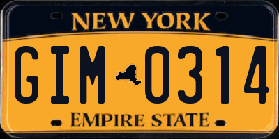 NY license plate GIM0314