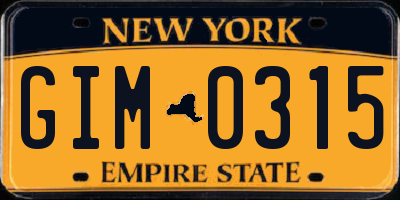 NY license plate GIM0315
