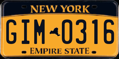 NY license plate GIM0316