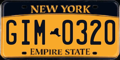 NY license plate GIM0320