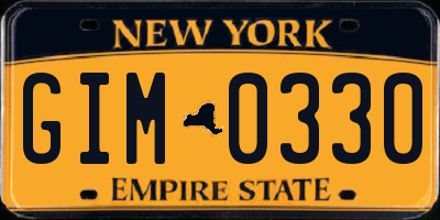 NY license plate GIM0330