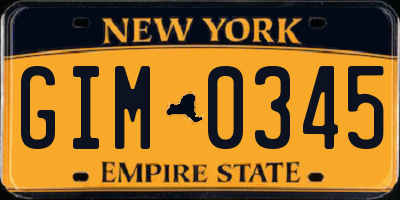 NY license plate GIM0345