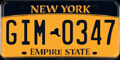 NY license plate GIM0347