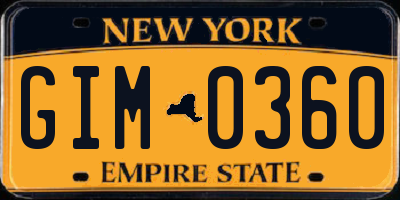 NY license plate GIM0360