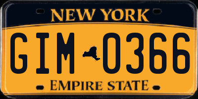 NY license plate GIM0366