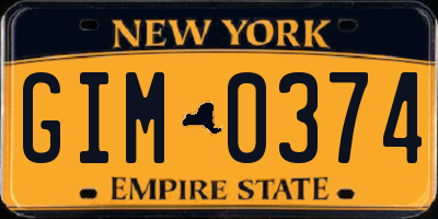 NY license plate GIM0374
