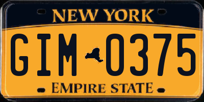 NY license plate GIM0375
