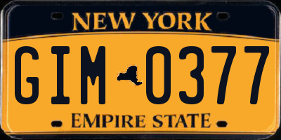 NY license plate GIM0377