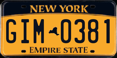 NY license plate GIM0381