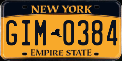 NY license plate GIM0384