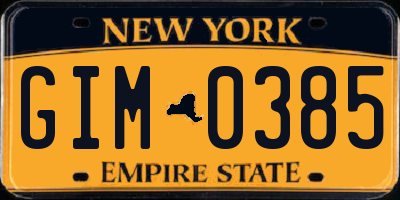 NY license plate GIM0385