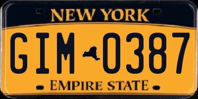 NY license plate GIM0387