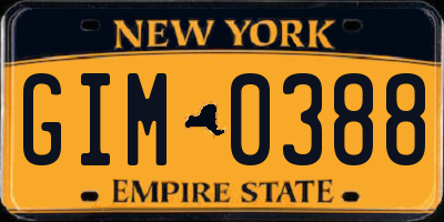 NY license plate GIM0388