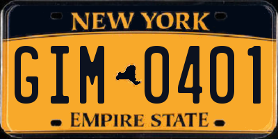 NY license plate GIM0401
