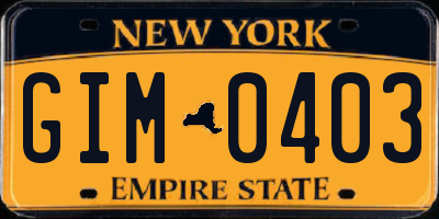 NY license plate GIM0403