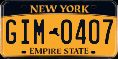 NY license plate GIM0407