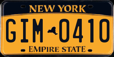 NY license plate GIM0410