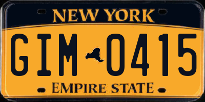 NY license plate GIM0415