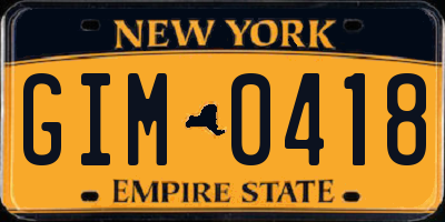 NY license plate GIM0418
