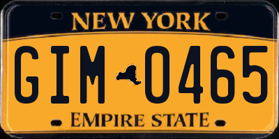 NY license plate GIM0465