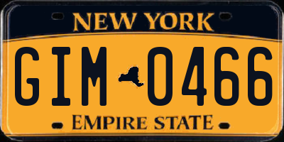 NY license plate GIM0466