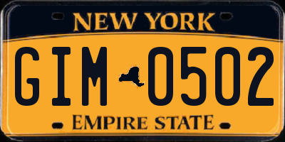 NY license plate GIM0502