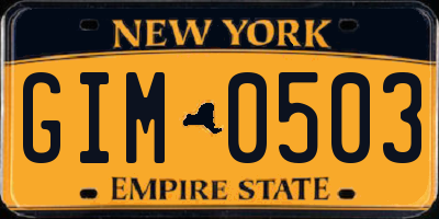 NY license plate GIM0503