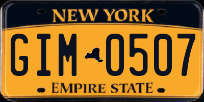NY license plate GIM0507